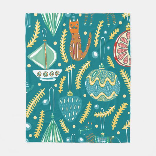 kerstversieringen naadloos. Bright Fleece Deken (Voorkant)