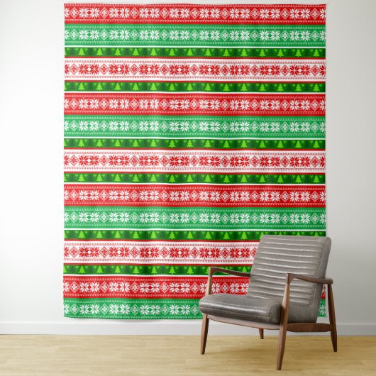 KERSTVERSIERINGEN ONTWERP ROOD WIT GROEN WANDKLEED (In situ)