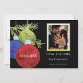 Kerstversieringen op zwarte foto's Opslaan datum Magnetische Uitnodiging (Voorkant)