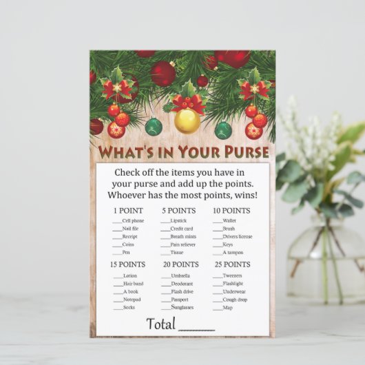 kerstversieringen Wat zit er in je handtas? (Staand voorkant)