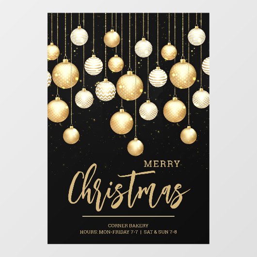 Kerstversieringen Zwart en Goud Raamsticker (Vel)