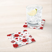 kerstversieringspatroon vierkante kartonnen onderzetter (Insitu)