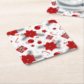 kerstversieringspatroon vierkante kartonnen onderzetter (Schuin)