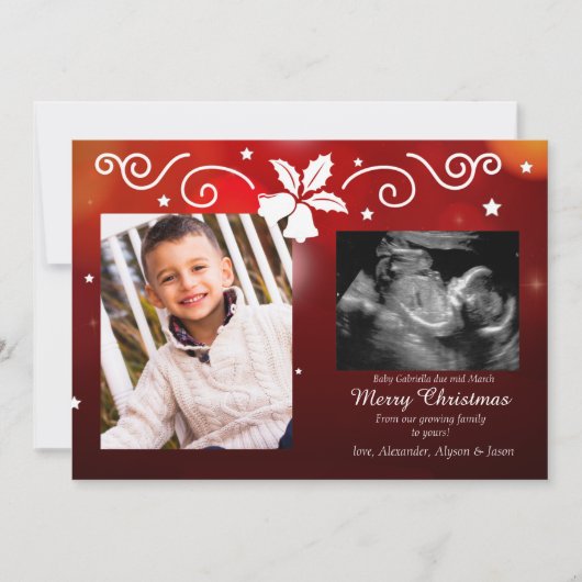 Kerstverslaafden Foto Zwangerschap Aankondiging (Voorkant)