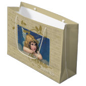 Kerstverslaafden Vintage Angel Groot Cadeauzakje (Voorkant Gekanteld)