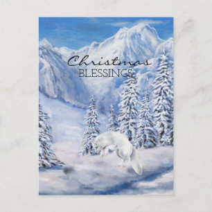 Kerstverslaafden Winterlandschap en witte vos Briefkaart