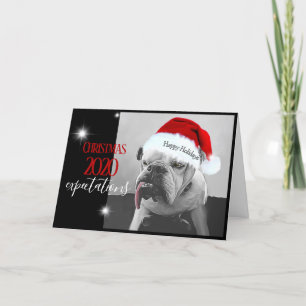 Kerstverwachtingen 2020, Huey met kerstmuts. Feestdagen Kaart