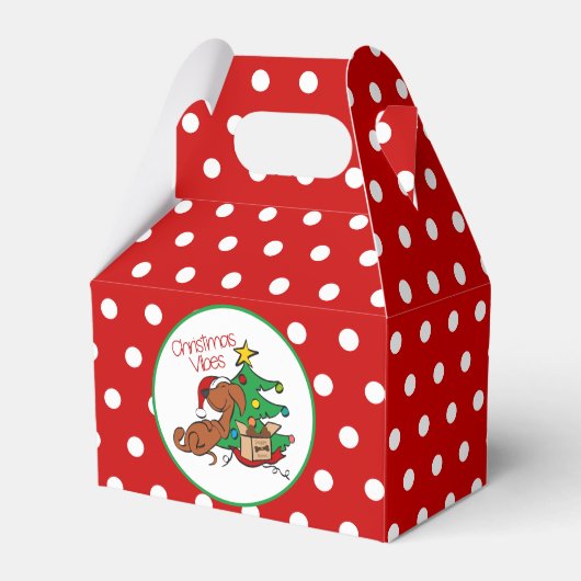 kerstvibes Dachshund Dog Favor Box Bedankdoosjes (Voorkant Zijde)