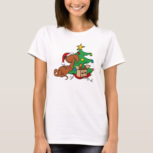 kerstvibes Dachshund Dog T-Shirt (Voorkant)
