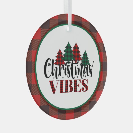 Kerstvibes met zwart en rood geplakt glas ornament (Voorkant Rechts)