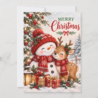 Kerstviering en feestelijke groet in de kersttijd bedankkaart