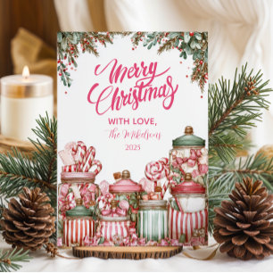 Kerstviering in Candyland Feestdagenkaart