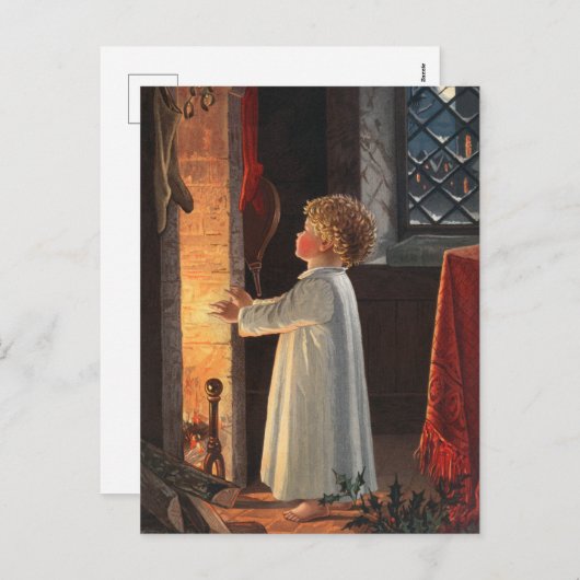 kerstviering, kousen en een kinderfeestdag feestdagenkaart (Voorkant / Achterkant)