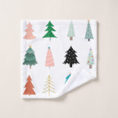 Kerstviering kunstwerk Kerstbomen Wit Bad Handdoek (Wasdoekje)