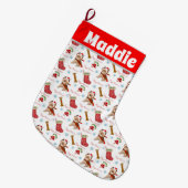 kerstviering met Yorkie Patroonnaam Grote Kerstsok (Voorkant (Hangend))