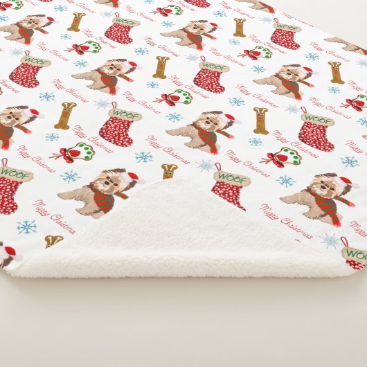 kerstviering met Yorkie Pattern Sherpa Deken (3/4)