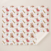 kerstviering met Yorkie Pattern Sherpa Deken (Voorkant (horizontaal))