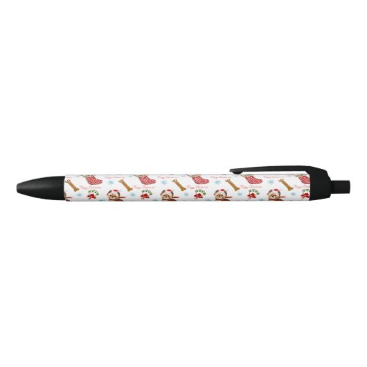 kerstviering met Yorkie Pattern Zwarte Inkt Pen (Bovenkant)