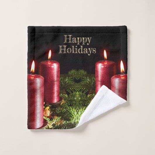 Kerstviering Rode Kaarsen Winter Feestdagen Bad Handdoek (Wasdoekje)