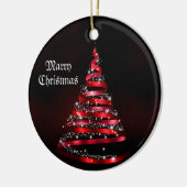 Kerstviering Shiny Red Ribbon Tree Keramisch Ornament (Links)