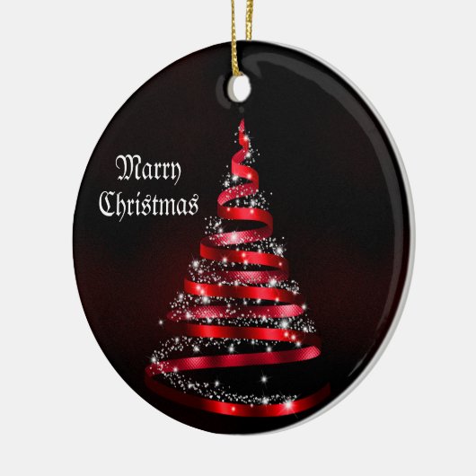 Kerstviering Shiny Red Ribbon Tree Keramisch Ornament (Links)