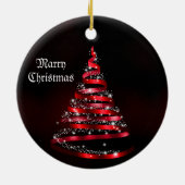 Kerstviering Shiny Red Ribbon Tree Keramisch Ornament (Achterkant)