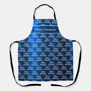 Kerstviering Witte Sneeuwvlokken Marineblauw Schort