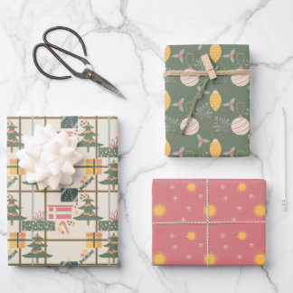 Kerstviering Wrapping Paper Set van 3