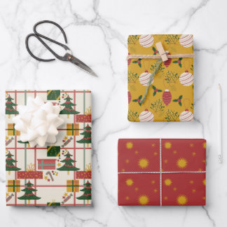 Kerstviering Wrapping Paper Set van 3