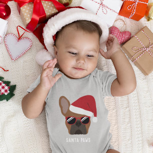 kerstvierkant Frans Bulldog Baby Bodysuit