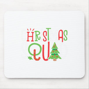 kerstvierkant grappige kerstboomfamilie komt overe muismat