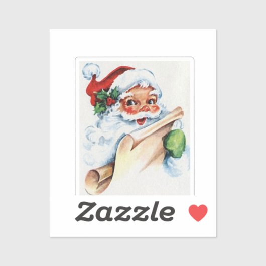  kerstvierkant kerstman met kerstman sticker (Vel)