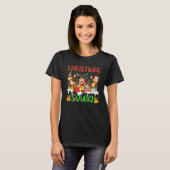 kerstvierkant luipaard drie Santa Reindeer Elf T-shirt (Voorkant volledig)