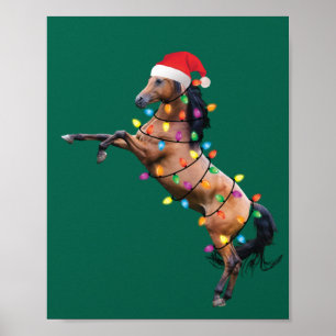 kerstvierkant met kerstlampje Santa Funny Xmas Tre Poster