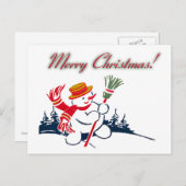 KerstVintage Briefkaart Snowman (Voorkant / Achterkant)