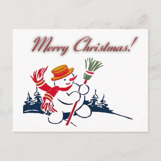 KerstVintage Briefkaart Snowman (Voorkant)