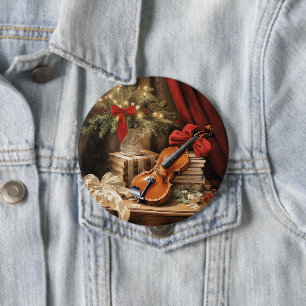 Kerstvioolmuziek Ronde Button 4,0 Cm