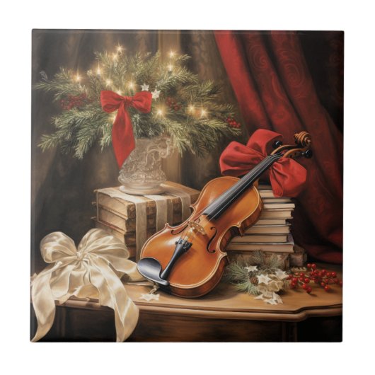 Kerstvioolmuziek Tegeltje (Voorkant)