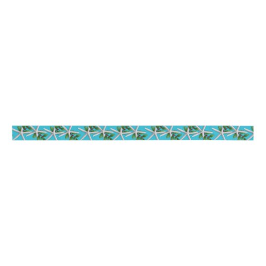 Kerstvis en Holly Aqua Blue Grosgrain Lint (Voorkant)