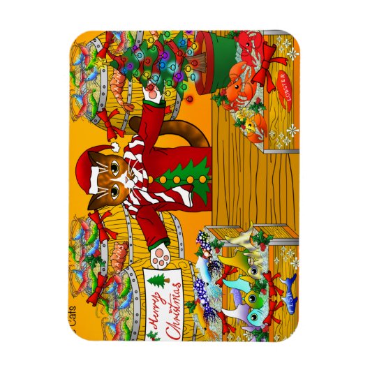 kerstvismarkt — stalletjes magneet (Verticaal)