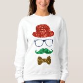 kerstvister mustache womens sweatshirt (Voorkant)