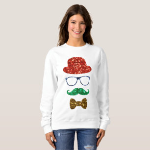 kerstvister mustache womens sweatshirt