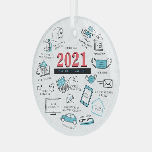 kerstvizier 2021, rond Memorabilia Glas Ornament (Voorkant links)