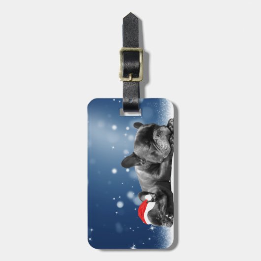 Kerstvlieger Puppies sneeuw santa hat Bagagelabel (Voorkant verticaal)