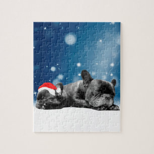 Kerstvlieger Puppies sneeuw santa hat Legpuzzel