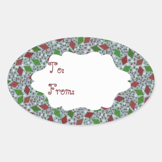 Kerstvliegers, cadeau sticker (Voorkant)