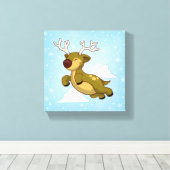 kerstvliegrenrenrenrenrendiertje canvas afdruk (Insitu (Houten vloer))