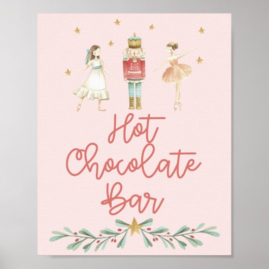 Kerstvoedingskraker Hot Chocolate Bar Roze Poster (Voorkant)