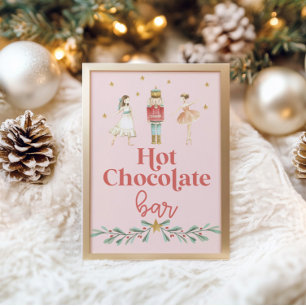Kerstvoedingskraker Hot Chocolate Bar Roze Poster