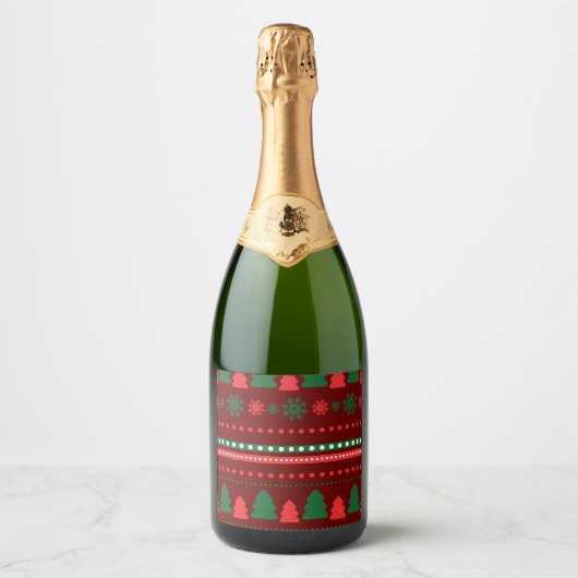 Kerstvoedsel en kerstlabel set sparkling wijnetiket (Voorkant)